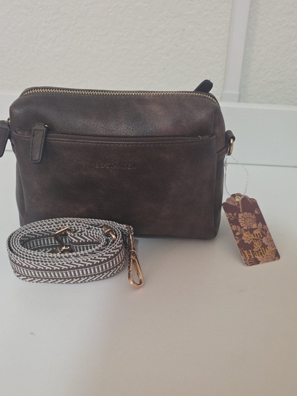 Brown Leather Crossbody Bag with Detachable Strap